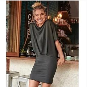 ATHLETA Pronto Pleated Stretch Dress Black Olive Size XS